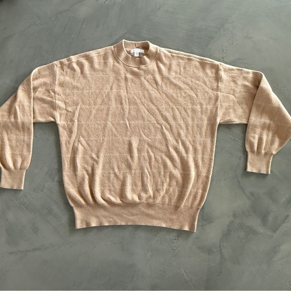 Lunya Cozy Cotton Silk Blend Windowpane Beige Sweater {XS} - Picture 3 of 9